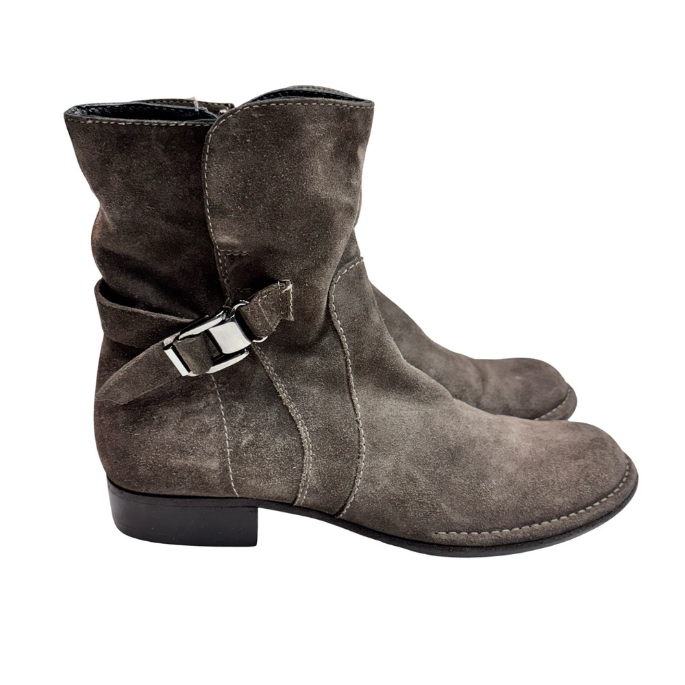Alberto Fermani Distressed Brown Suede Moto Ankle Boot 35